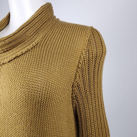 Pure Handknit Brown Cotton Asymmetrical Sweater Size S/M - Picture 3 of 8